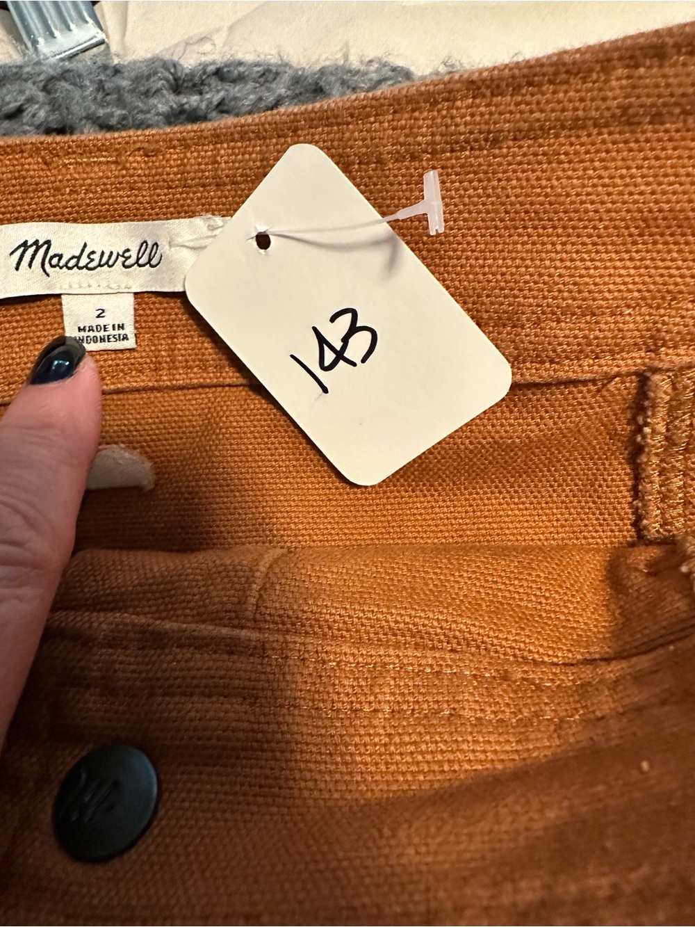 Madewell Button-Front Mini Skirt Size 2 Rust Brown Cotton Blend A-Line Skirt - Picture 3 of 8